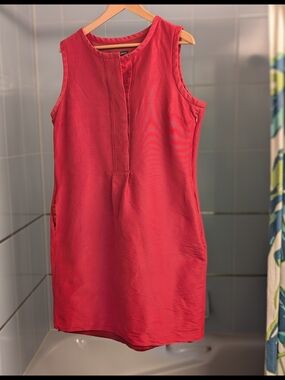 Silk Blend Coral Button-Front Dress
